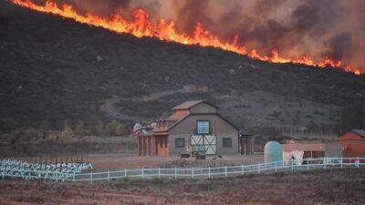 A fire burns in Valle de Guadalupe, Baja California, Mexico. Reuters