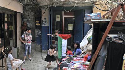 Children at the Burj Al Barajneh camp in the Lebanese capital Beirut on May 15, 2018. JOSEPH EID / AFP