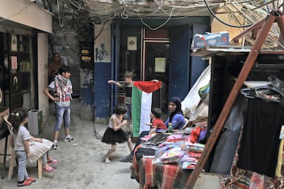 Children at the Burj Al Barajneh camp in the Lebanese capital Beirut on May 15, 2018. JOSEPH EID / AFP