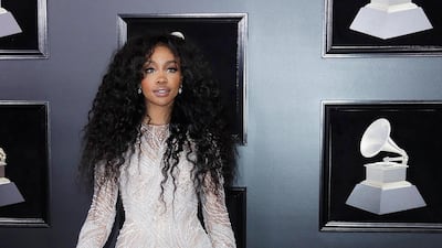 2018: SZA makes her Grammy Awards debut in Atelier Versace. EPA