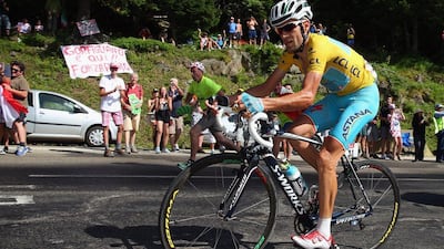 Vincenzo Nibali of Italy and the Astana Pro Team in action on his way to winning Stage 13 of the 2014 Tour de France, a 197km stage between Saint-Etienne and Chamrousse, on July 18, 2014 in Chamrousse, France. Bryn Lennon / Getty Images
