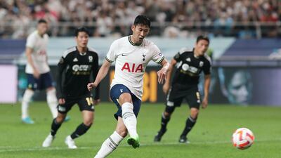 Son Heung-min scores Tottenham's fourth goal from the penalty spot. Getty