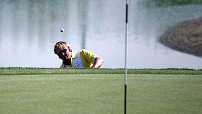 Pontus Fredriksson won the last hole at the Dubai Golf Trophy yesterday, but it wasn’t enough. Galen Clarke / The National