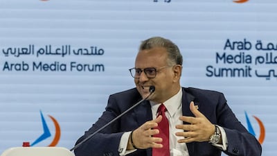 Massad Boulos speaks at the Arab Media Forum in Dubai. Antonie Robertson / The National