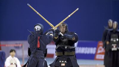 August 2010, Beijing, China --- Kendo demonstration at the World Combat Games in Beijing --- Image by © Mu Xiang Bin/Redlink/Corbis