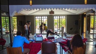 Artists at work in Marrakech in May. Courtesy Sundance Institute.