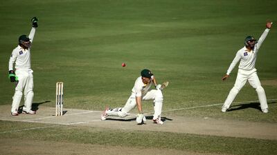 Like some of his teammates on Friday, Mitchell Marsh got off to a good start before being dismissed, trapped leg before wicket by Zulfiqar Babar. Warren Little / Getty Images