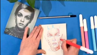 Using oil markers and pastels, Camille Despalle de Bearn gives a demonstration of Pointillism on thejamjar's Instagram account. Courtesy thejamjar