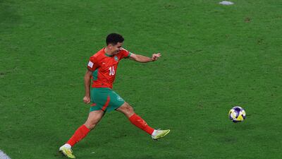 Aschraf El Mahdioui scores their Morocco's goal. Reuters
