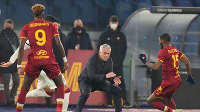 Roma manager Jose Mourinho on the sidelines. AP