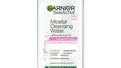Micellar Cleansing Water; Dh26.40 (down from Dh36); Garnier on Noon. Photo: Noon