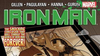 Cover of the latest Iron Man comic that is out this week and reveals two family secrets that have Tony Stark questioning his place in the world. AP Photo / Marvel