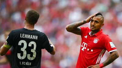 Bayern Munich's Arturo Vidal reacts during the 1-1 draw against Cologne at the Allianz Arena. Michael Dalder / Reuters