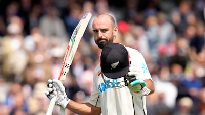Daryl Mitchell leaves the pitch after he is caught off the bowling of Stuart Broad at Lord's. AP