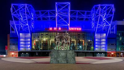 Old Trafford lit up in in tribute to NHS workers across the UK. PA