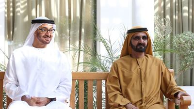 Sheikh Mohammed bin Rashid and Sheikh Mohammed bin Zayed at the meeting. Wam