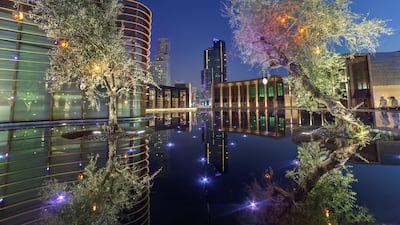 Art, street furniture, inset pools and simple ornamental greenery such as olive trees are central features of the The Beach promenade. The one-kilometre strip runs along the beachfront at Jumeirah Beach Residence. Courtesy Cracknell Dubai