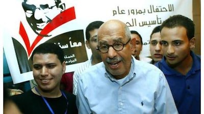 Mohammed ElBaradei with his supporters in Cairo in September.