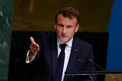 French President Emmanuel Macron promised to raise the pension age during his re-election campaign this year. AP