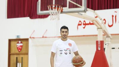 Al Tilal player Mohammed Yaeesh is photographed after practice at Al Ahli Sports Club. Sarah Dea / The National