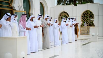 President Sheikh Mohamed; Sheikh Mansour bin Zayed, Deputy Prime Minister and Minister of the Presidential Court; Sheikh Saif bin Zayed, Deputy Prime Minister and Minister of the Interior; Sheikh Abdullah bin Zayed, Minister of Foreign Affairs and International Co-operation; Sheikh Nahyan bin Zayed, Sheikh Saeed bin Zayed; Sheikh Eissa bin Zayed; Sheikh Hamed bin Zayed; Sheikh Saeed bin Mohamed; and Sheikh Dr Sultan bin Khalifa