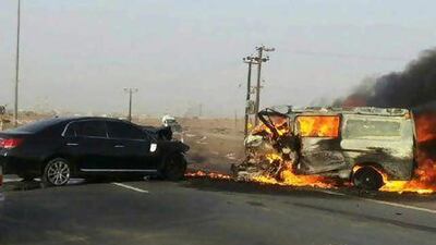 Police say bad weather, coupled with speeding, was the cause of the accident on Al Dhaid Road near interchange 6 in Rahmania. Courtesy of Sharjah Police Department