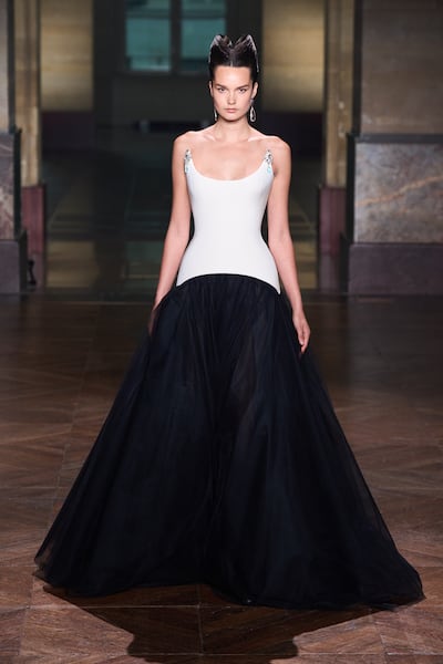 Bold shapes at the Georges Hobeika show. Getty Images