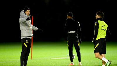 Thomas Tuchel and Christian Pulisic at training.