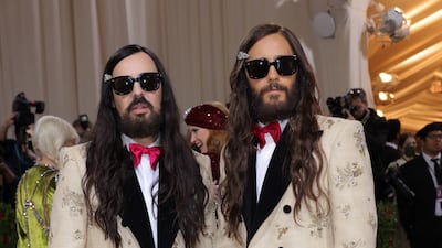 Gucci's Alessandro Michele and Jared Leto, matching and both wearing Gucci. Reuters