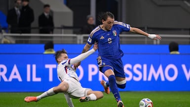Mateo Retegui during Italy's World Cup qualifier against Norway at the San Siro Stadium. Getty Images