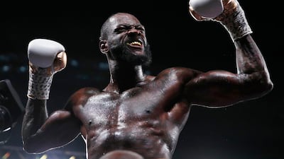 Deontay Wilder celebrates after defeating Luis Ortiz in the WBC heavyweight title fight in Las Vegas. AP