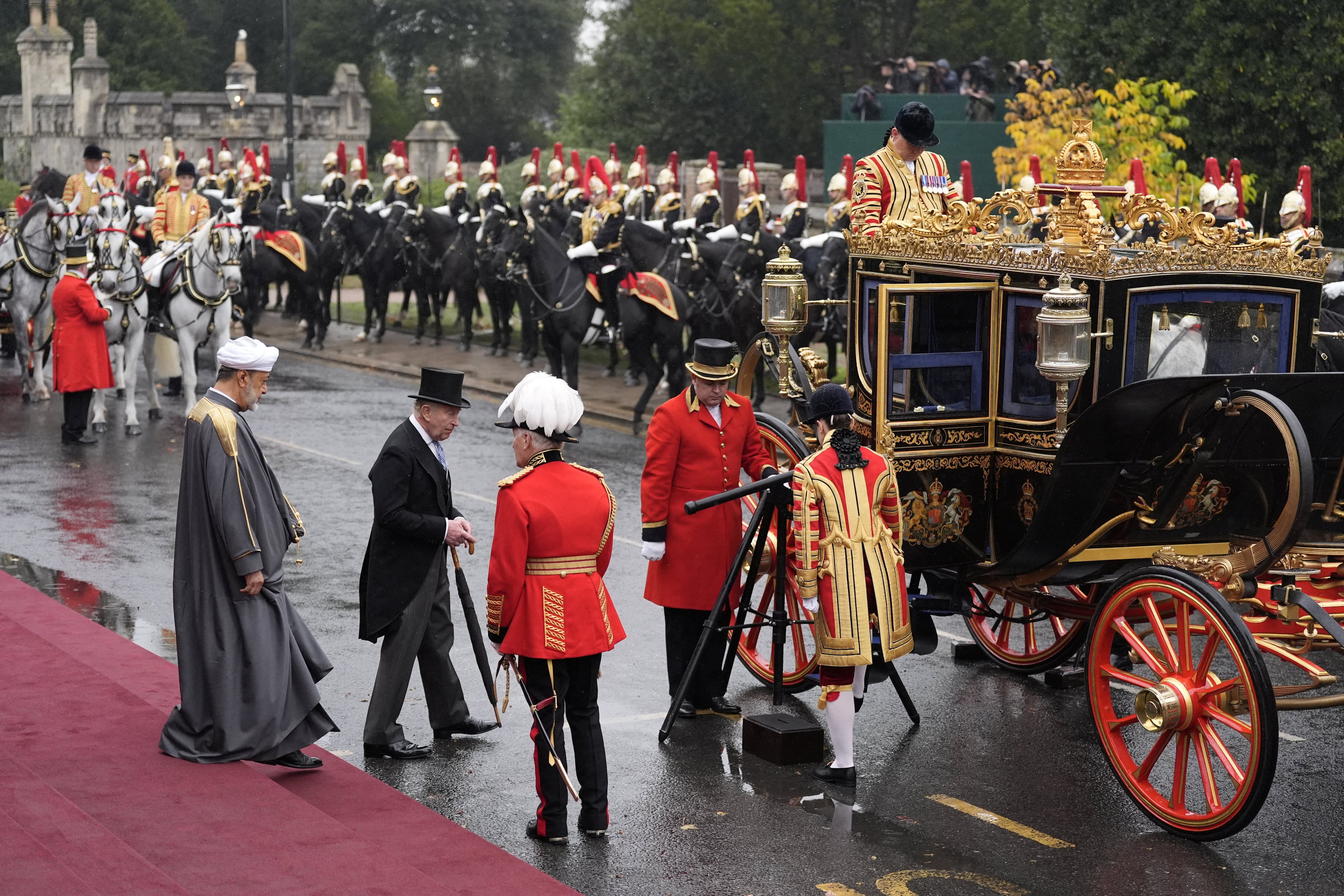 A carriage awaits. Sultan Haitham is at the start of a three-day state visit, the first by an Omani head of state to the UK in 44 years. Reuters