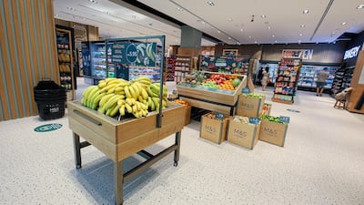 The food hall features about 1,500 grocery items, including fresh fruit and vegetables.