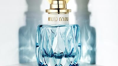 The new Miu Miu L'Eau Bleue fragrance costs Dh360 for 50ml. Courtesy Miu Miu