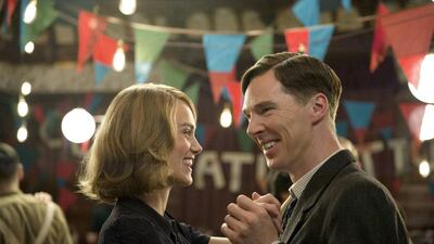 Keira Knightley, left and Benedict Cumberbatch in a scene from The Imitation Game. AP