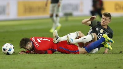 England’s Adam Lallana in action with Germany’s Toni Kroos. Action Images via Reuters / Carl Recine