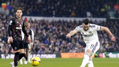 Leeds United's Jack Harrison shoots. PA