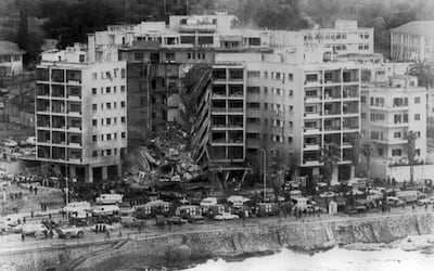The US Embassy in Beirut on April 18, 1983, after a bomb destroyed part of the building. AFP