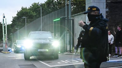 Alleged Irish crime boss Daniel Kinahan leaves the Special Criminal Court after appearing on charges of organised criminal activity after his extradition to Ireland from the UAE. Reuters