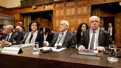 The Palestinian delegation addressed the legal consequences of the Israeli occupation of Palestinian territories during a hearing at the International Court of Justice in The Hague, The Netherlands. EPA