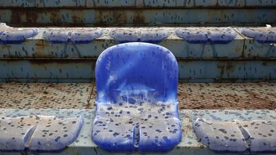 Broken seats are seen at the abandoned baseball stadium at the Hellenikon Olympic complex. Yorgos Karahalis / Reuters