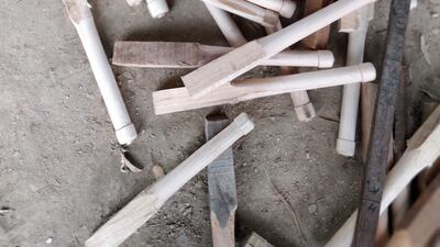 Handles are made separately and then attached to each bat.