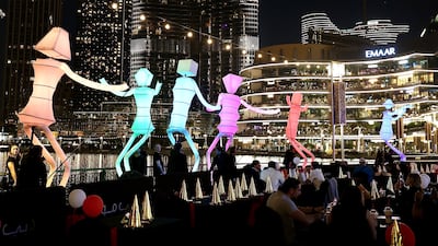 Entertainment during New Year's Eve at Dubai Mall in Dubai. Pawan Singh / The National