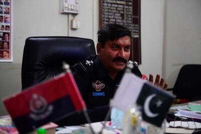 In this picture taken on October 19, 2020 police officer Shakir Hussain, who is investigating the rape and murder of five-year-old girl Marwah, speaks during an interview with AFP in Pakistan's port city of Karachi. AFP