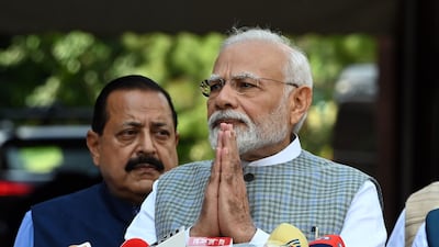 Narendra Modi, India's Prime Minister, speaks during a news conference ahead of a special session of parliament in New Delhi. Bloomberg
