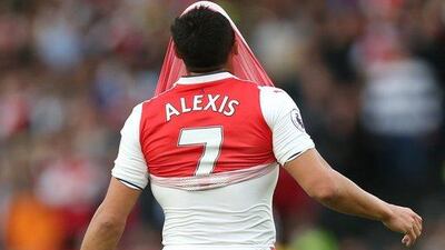 Alexis Sanchez of Arsenal reacts during the Premier League match against Hull City. Alex Morton / Getty Images