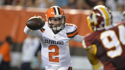 Quarterback Johnny Manziel (2) is getting another chance to start after the Cleveland Brown lost their No 1 quarterback to injury in Week 1. David Richard / AP Photo