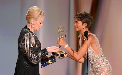 Zendaya presents the Emmy for Outstanding Lead Actress in a Comedy Series to Jean Smart for Hacks. AFP