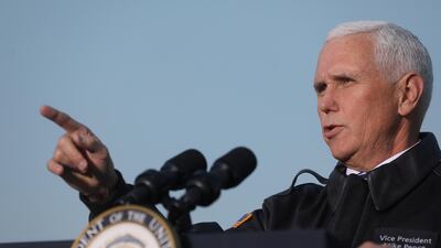 US Vice President Mike Pence speaks to US troops at a military facility in Erbil, Iraq on November 23, 2019. Reuters