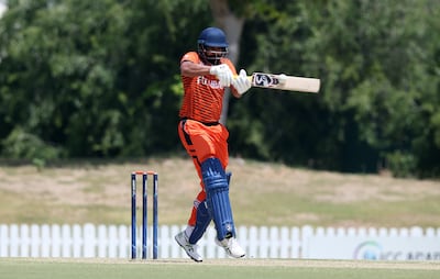 Harpreet Bhatia during an Emirates D50 match between Emirates Blues and Fujairah at the ICC Academy in Dubai. Chris Whiteoak / The National